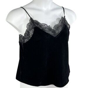 Gap NWT Womens S Black Babydoll Velvet Lace Fairygoth Cami Witchy Top Whimsigoth